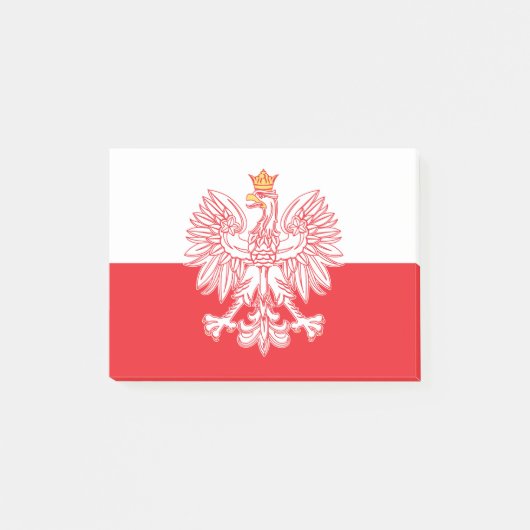 Polish Eagle Outlined In Red Post-it Klebezettel (Vorderseite)