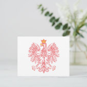 Polish Eagle Outlined In Red Postkarte (Stehend Vorderseite)