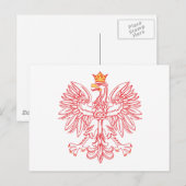 Polish Eagle Outlined In Red Postkarte (Vorne/Hinten)