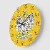 Polish Eagle With Gold Crown Wall Clock Große Wanduhr (Winkel)