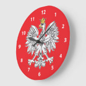 Polish Eagle With Gold Crown Wall Clock Große Wanduhr (Winkel)