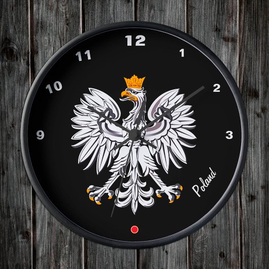 Polish Flag & Eagle, Poland fashion / Sport Runde Wanduhr