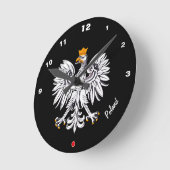 Polish Flag & Eagle, Poland fashion / Sport Runde Wanduhr (Winkel)