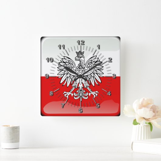 Polish glossy flag quadratische wanduhr (Zuhause)