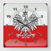 Polish glossy flag quadratische wanduhr (Vorderseite)