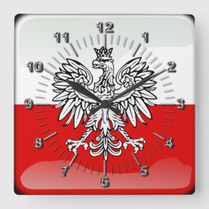 Polish glossy flag quadratische wanduhr