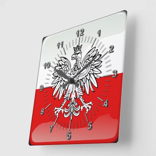 Polish glossy flag quadratische wanduhr (Winkel)