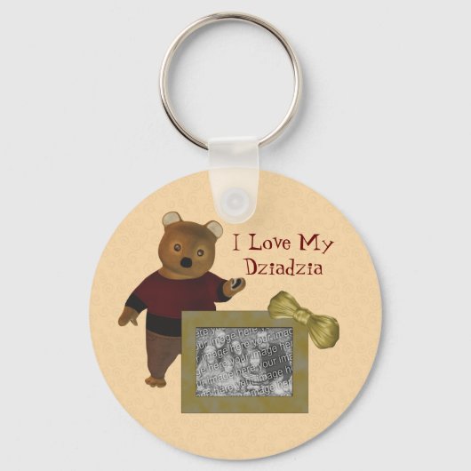 Polish Grandfather Love My Dziadzia Bear Schlüsselanhänger (Rückseite)
