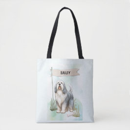 Polish Lowland Sheepdog Watercolor Personalize Dog Tasche