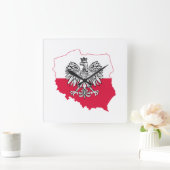 Polish Map Flag Wall Clock Quadratische Wanduhr (Zuhause)