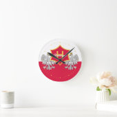Polish White Eagle Crest Monogrammed Runde Wanduhr (Zuhause)