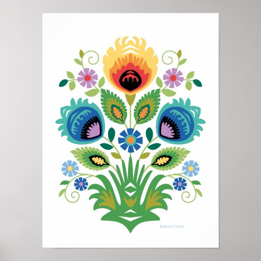 Polish Wycinanki Spring Floral Poster (Vorne)