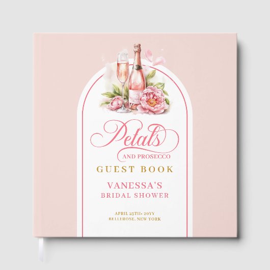Polished blush and gold petals prosecco Bridal Gästebuch (Vorderseite)