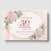 Polished Blush Greenery 50th Birthday Guestbook Gästebuch (Vorderseite)