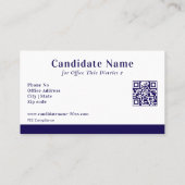 Political Blue Election Campaign Candidate Custom  Visitenkarte (Rückseite)