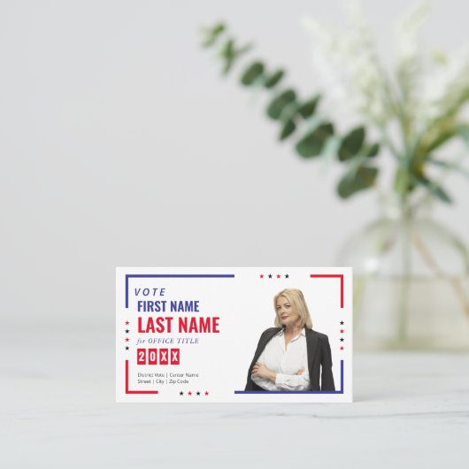 Political Candidate Election Campaign Personalized Visitenkarte (Stehend Vorderseite)