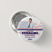 Political Election Blue Campaign Custom Candidate Button (Vorne & Hinten)