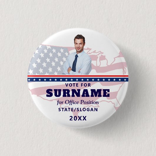 Political Election Blue Campaign Custom Candidate Button (Vorderseite)