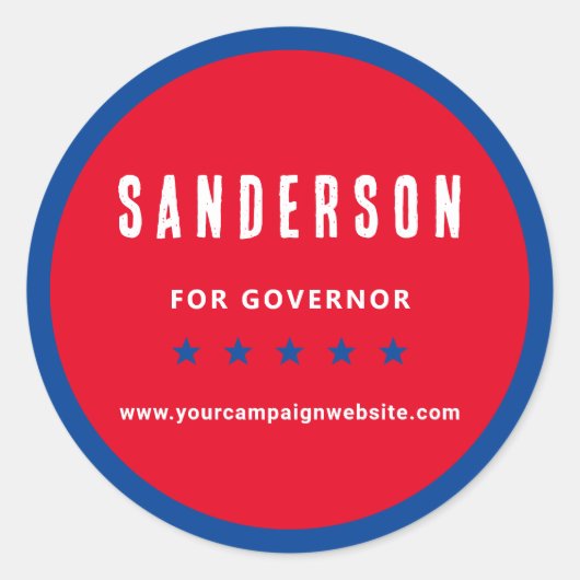 Political Election Campaign Name Red White Blue Runder Aufkleber (Vorderseite)