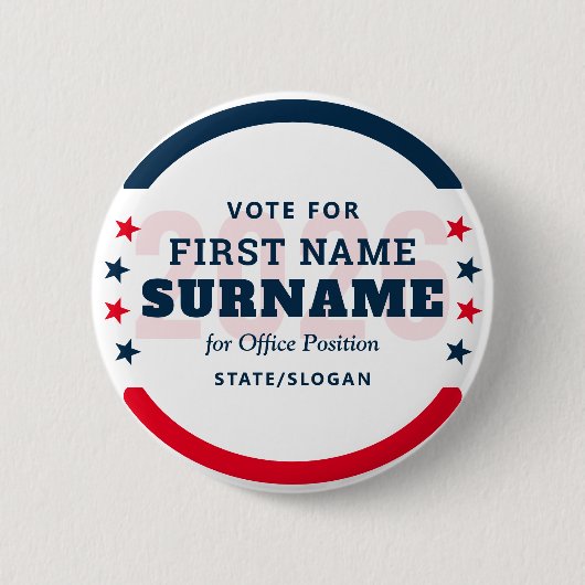 Political Election Custom Campaign Candidate Name Button (Vorderseite)
