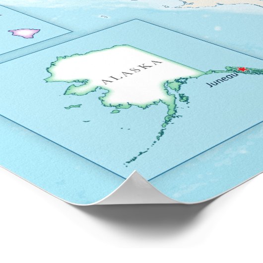 Political map of the United States with capitals. Poster (Ecke)