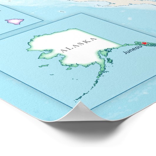 Political map of the United States with capitals Poster (Ecke)