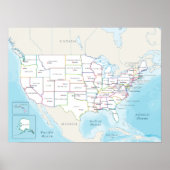 Political map of the United States with capitals Poster (Vorne)