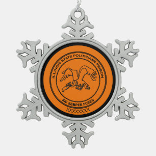 Politiker des Staates Illinois im Gefängnis Schneeflocken Zinn-Ornament