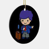 Politiker/Lautsprecher mit blauem Haar mit Podium Keramikornament (Rechts)