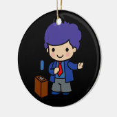 Politiker/Lautsprecher mit blauem Haar mit Podium Keramikornament (Links)