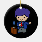 Politiker/Lautsprecher mit blauem Haar mit Podium Keramikornament (Hinten)