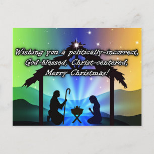 Politisch inkorrekte christliche Weihnachtskarte Postkarte