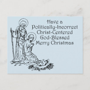 Politisch inkorrekte christliche Weihnachtskarte Postkarte