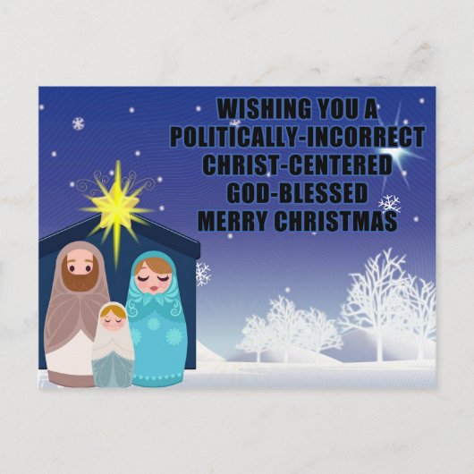Politisch inkorrekte Christliche Weihnachtspostkar Postkarte (Vorderseite)