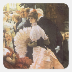 Politische Dame von James Tissot, Vintage viktoria Quadratischer Aufkleber