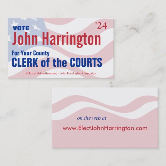 Politische Kampagne - Angestellter der Gerichte Visitenkarte (Vorne/Hinten)