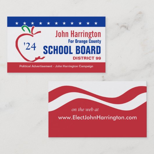 Politische Kampagne - Schulverwaltung - Visitenkar Visitenkarte (Vorne/Hinten)