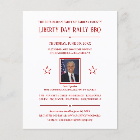 Politische Kampagnenfinanzierung Einladung mit Fot (Vorderseite)