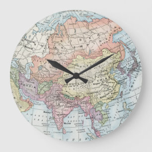 Politische Karte Asiens (1916) Große Wanduhr