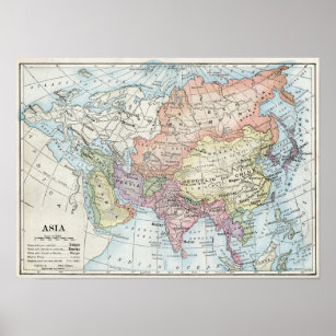 Politische Karte Asiens (1916) Poster