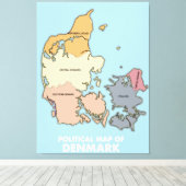 Politische Karte Dänemarks Leinwanddruck (Insitu (Holzboden))
