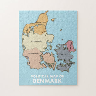 Politische Karte Dänemarks Puzzle