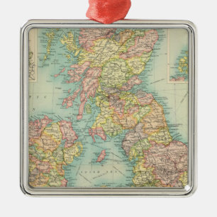 Politische Karte der britischen Inseln Silbernes Ornament