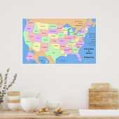 Politische Karte der USA Poster (Küche)