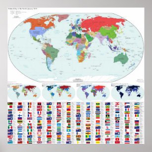 Politische Karte der Welt, 2019 (Unser Fair Countr Poster