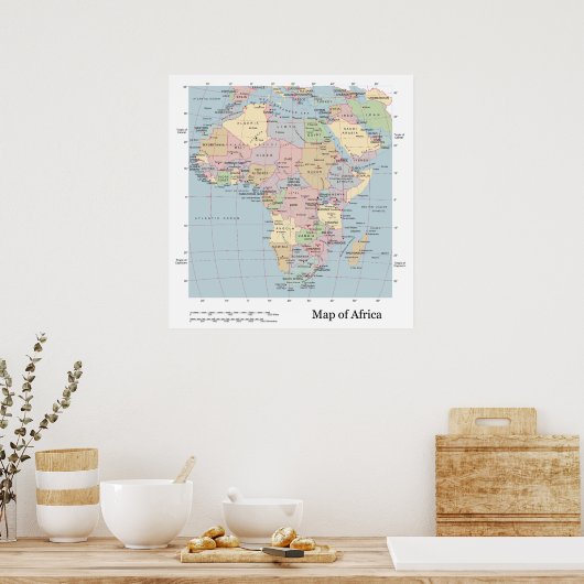 Politische Karte des modernen afrikanischen Kontin Poster (Küche)