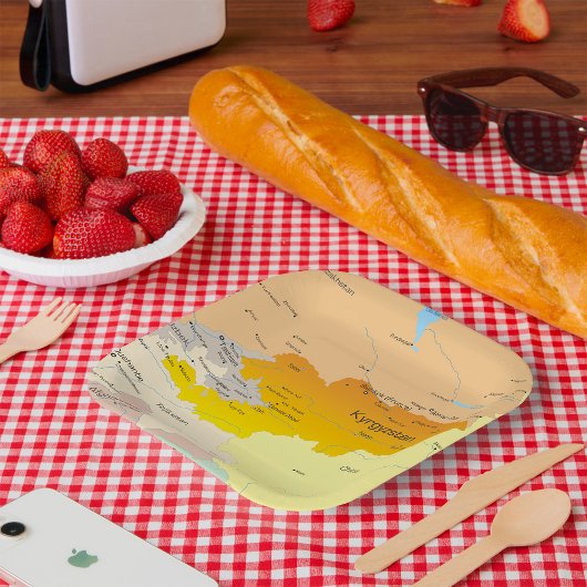 Politische Karte Kirgisistans und Zentralasiens Pappteller