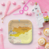 Politische Karte Kirgisistans und Zentralasiens Pappteller (Party)