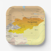 Politische Karte Kirgisistans und Zentralasiens Pappteller (Vorderseite)