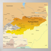 Politische Karte Kirgisistans und Zentralasiens Poster (Vorne)